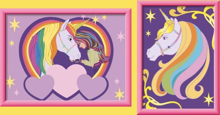 Unicorn Academy Malen nach Zahlen - zwei Bilder