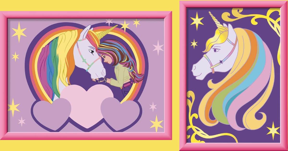 Unicorn Academy Malen nach Zahlen - zwei Bilder